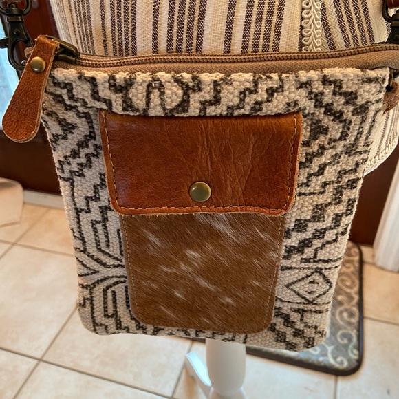 Myra leather & canvas Brown Cellphone Crossbody - Picture 2 of 12